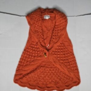 Mud Pie Women's Crochet Open Front Sweater Cartigan Vest
